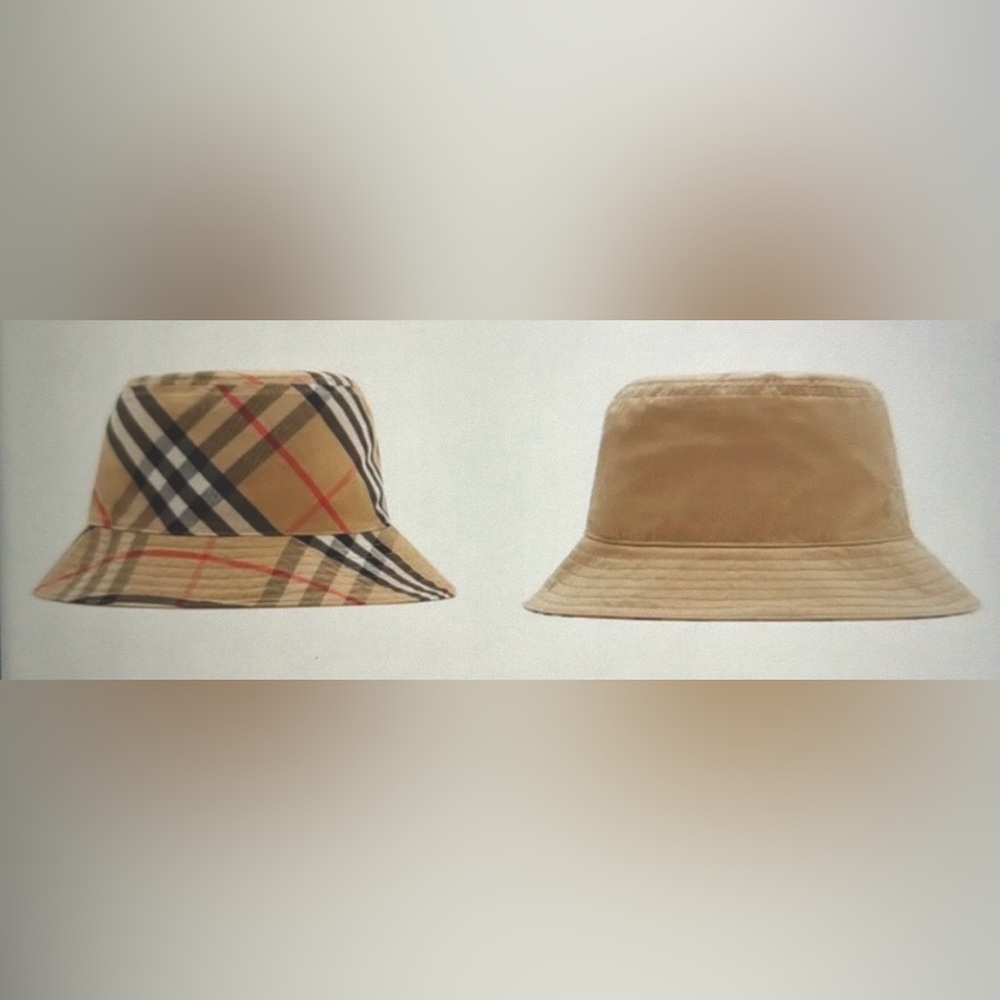 Burberry Checkered reversible Bucket Hat - Black, White, Tan NWT - Picture 5 of 5